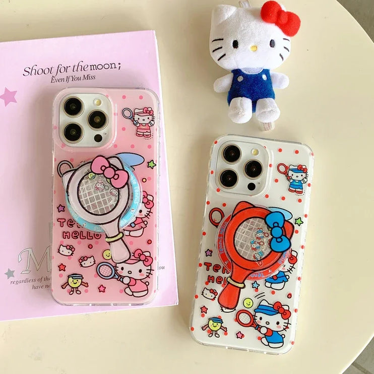 Cute Cartoon Sanrio Hello Kitty Magnetic Grip Holder MagSafe Wireless Charge Phone Case for iPhone