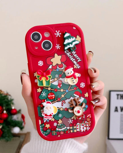 3D Christmas Elk Snowman Santa Claus Cartoon Phone Case Cover for iPhone