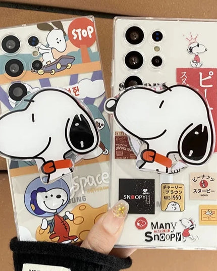 Cute Fun Snoopy Cartoon Magnetic Holder MagSafe Phone Case Cover for Samsung Galaxy