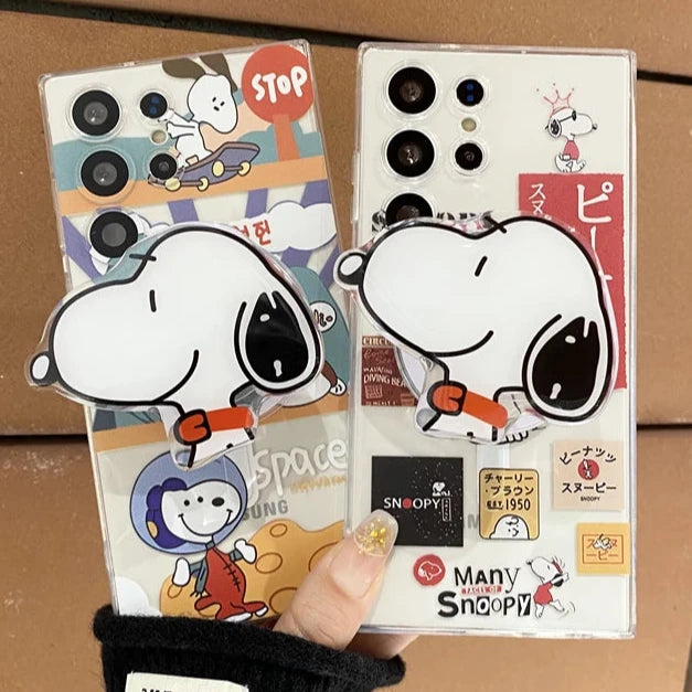 Cute Fun Snoopy Cartoon Magnetic Holder MagSafe Phone Case Cover for Samsung Galaxy