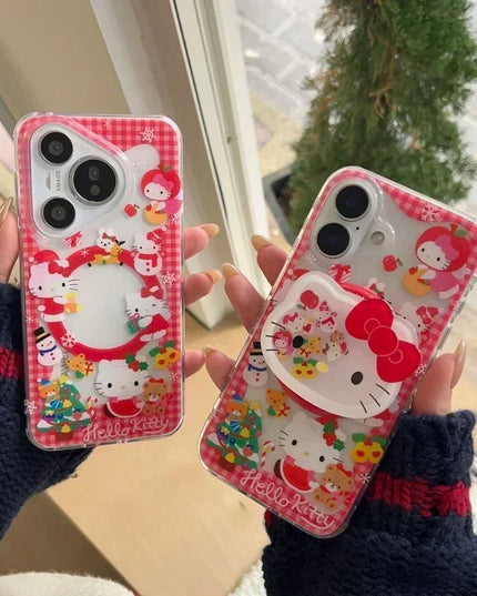 Cute Sanrio Hello Kitty Christmas Holiday Magnetic Holder MagSafe Phone Case Cover for iPhone