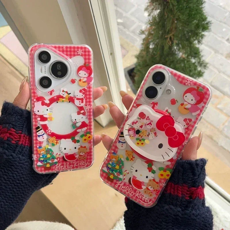 Cute Sanrio Hello Kitty Christmas Holiday Magnetic Holder MagSafe Phone Case Cover for iPhone