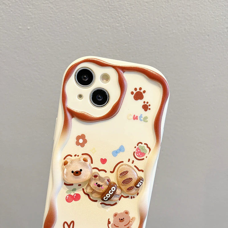 3D Cute Bear Cartoon Phone Case with Bracelet for Samsung Galaxy Series