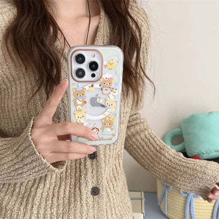 Cute Chef Bear Magnetic Holder MagSafe Wireless Charging Phone Case for iPhone