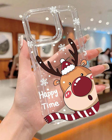 Christmas Holiday Santa & Reindeer Design Phone Case Cover for iPhone