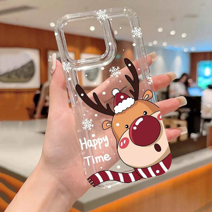 Christmas Holiday Santa & Reindeer Design Phone Case Cover for iPhone