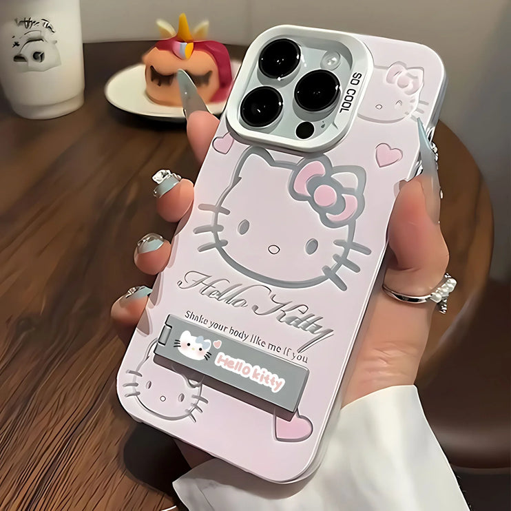 Luxury Pink Hello Kitty Phone Case Cover with Holder For iPhone