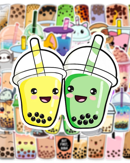 10/30/50PCS INS Style Cute Animal Bubble Boba Tea Stickers Cartoon Drink Aesthetic Decoration