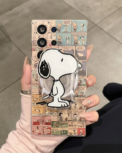 Classic Snoopy Peanut Cartoon Magnetic Holder MagSafe Phone Case Cover for Samsung