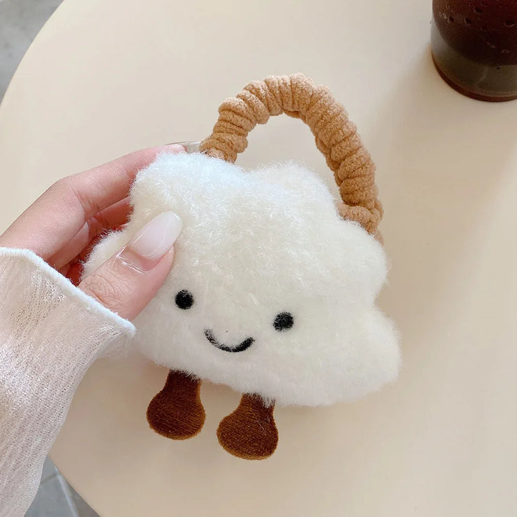 Cute Cloud Knitted Wool Case for AirPods - Soft Furry Protective Cover for Apple Earbuds