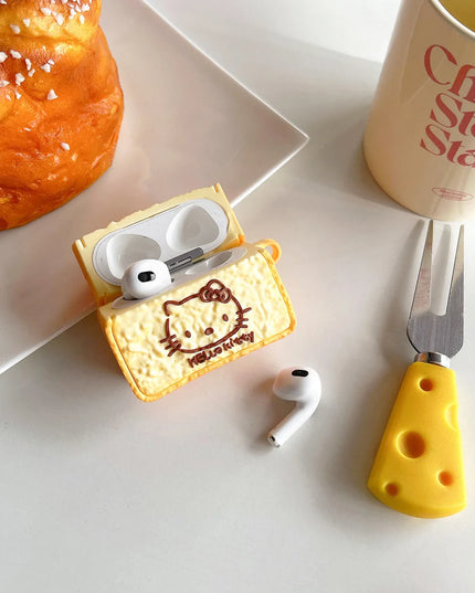 Cute Fun Toast Design Hello Kitty Earphone Headphone Case for AirPods