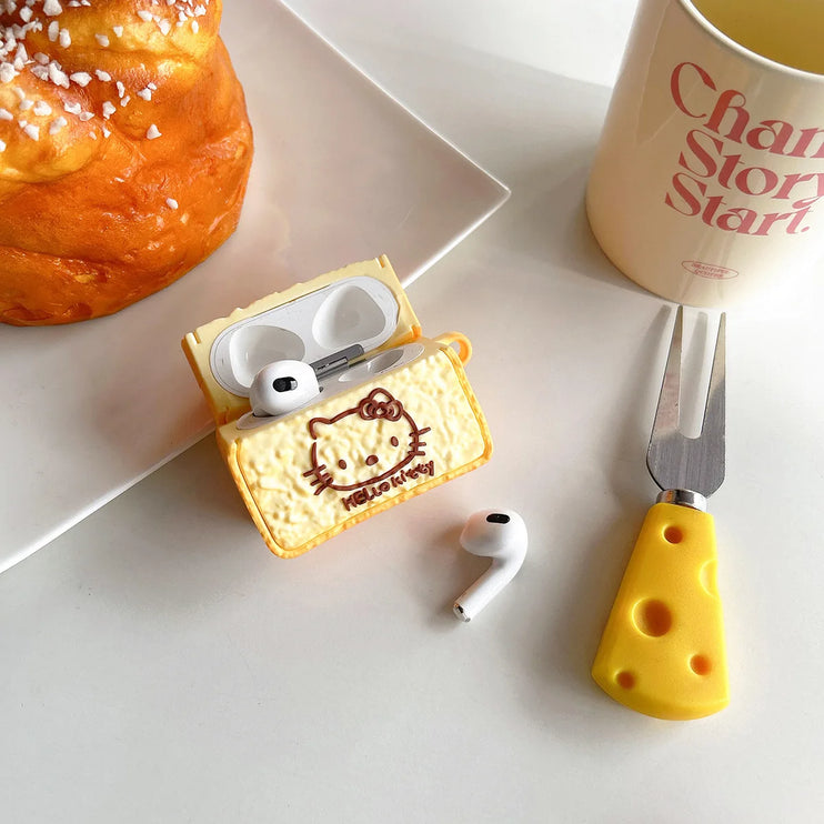 Cute Fun Toast Design Hello Kitty Earphone Headphone Case for AirPods