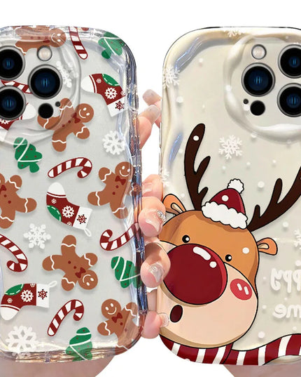 Christmas Holiday Santa & Reindeer Design Phone Case Cover for iPhone