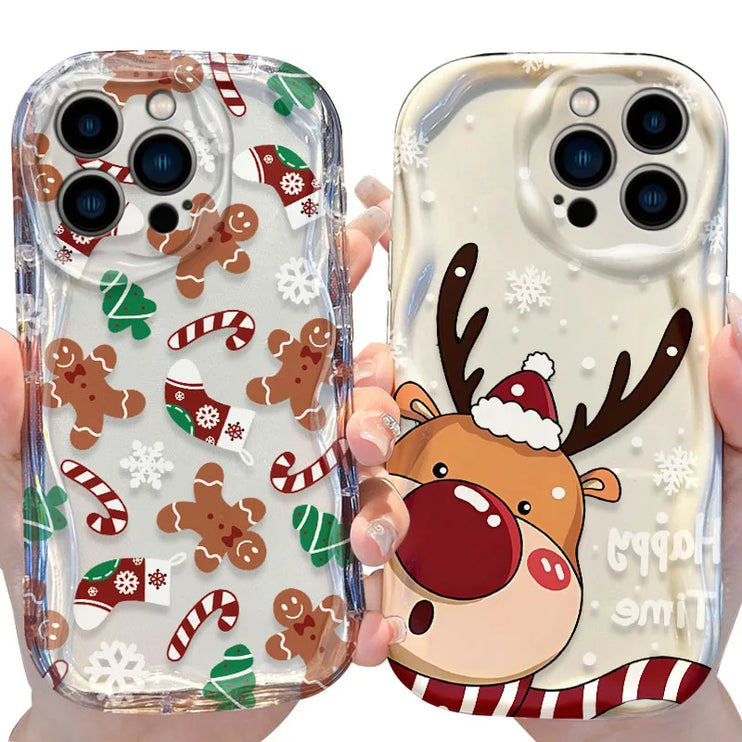 Christmas Holiday Santa & Reindeer Design Phone Case Cover for iPhone