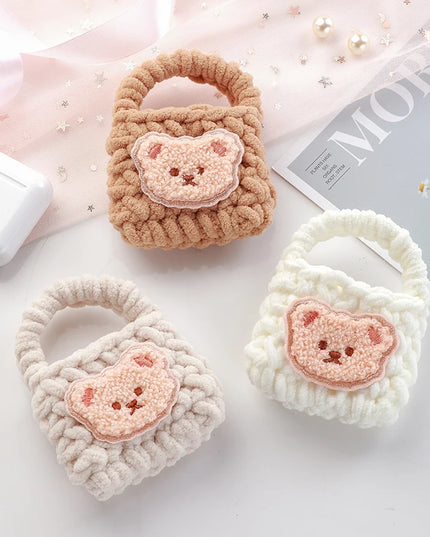 Cute Handmade Crochet Teddy Bear Earphone Headphone Case Storage Bag for AirPods