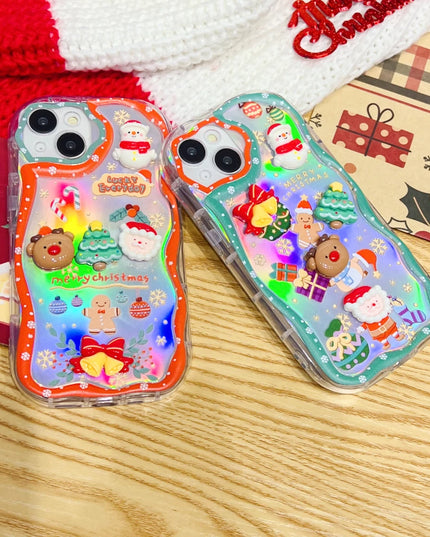 Sparkle Glitter 3D Christmas Holiday Santa Snowman Elk Phone Case Cover iPhone