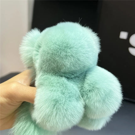 Cute Fluffy Fur Plushie Milk Green Pony Horse Keychain Backpack Bag Charm