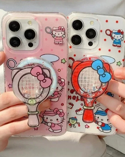 Cute Cartoon Sanrio Hello Kitty Magnetic Grip Holder MagSafe Wireless Charge Phone Case for iPhone