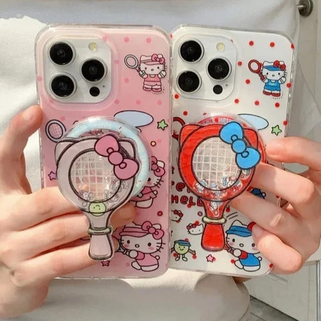 Cute Cartoon Sanrio Hello Kitty Magnetic Grip Holder MagSafe Wireless Charge Phone Case for iPhone