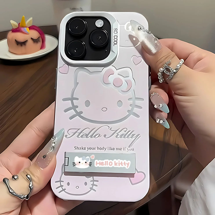 Luxury Pink Hello Kitty Phone Case Cover with Holder For iPhone