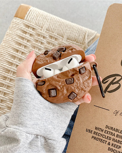 Adorable 3D Cookie Soft Silicone Earphone Headphone Case with Keychain AirPods