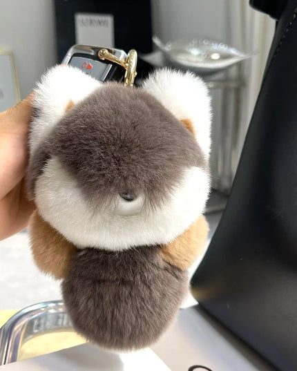 Cute Fluffy Fur Plushie Fox Pendant Keychain Phone Backpack Bag Charm