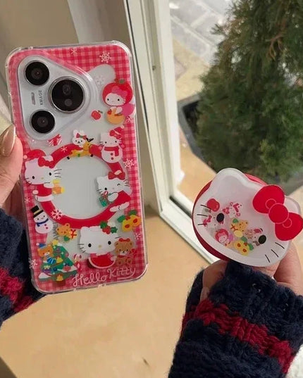 Cute Sanrio Hello Kitty Christmas Holiday Magnetic Holder MagSafe Phone Case Cover for iPhone