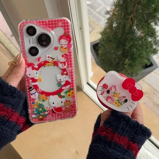 Cute Sanrio Hello Kitty Christmas Holiday Magnetic Holder MagSafe Phone Case Cover for iPhone