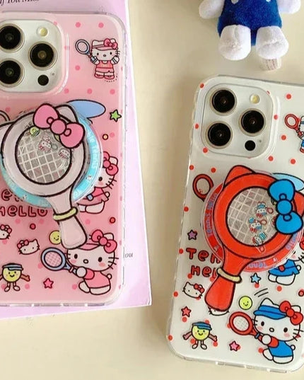 Cute Cartoon Sanrio Hello Kitty Magnetic Grip Holder MagSafe Wireless Charge Phone Case for iPhone