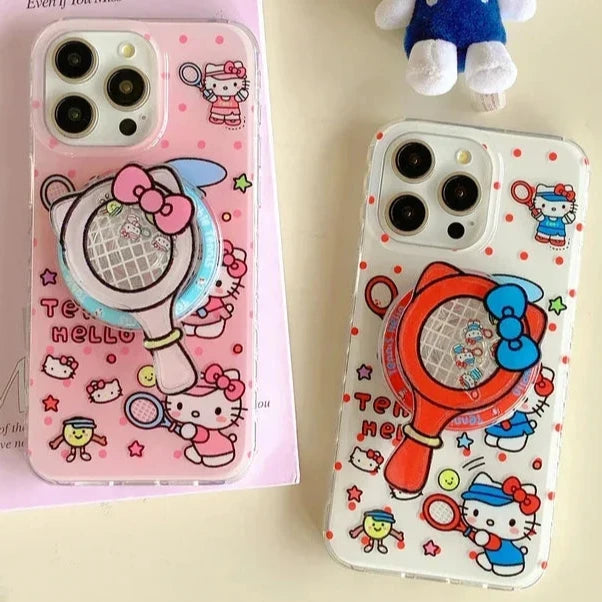 Cute Cartoon Sanrio Hello Kitty Magnetic Grip Holder MagSafe Wireless Charge Phone Case for iPhone