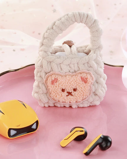 Cute Handmade Crochet Teddy Bear Earphone Headphone Case Storage Bag for AirPods