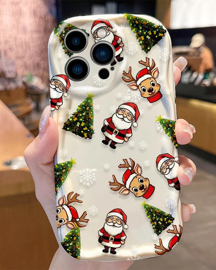 Christmas Holiday Santa & Reindeer Design Phone Case Cover for iPhone