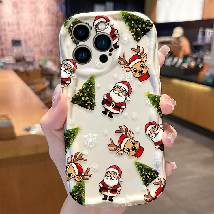 Christmas Holiday Santa & Reindeer Design Phone Case Cover for iPhone