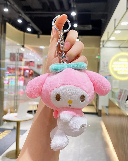 Cute Sanrio Hello Kitty Me Melody Pudding Dog Cinnamoroll Plushie Keychain Phone Bag Charm