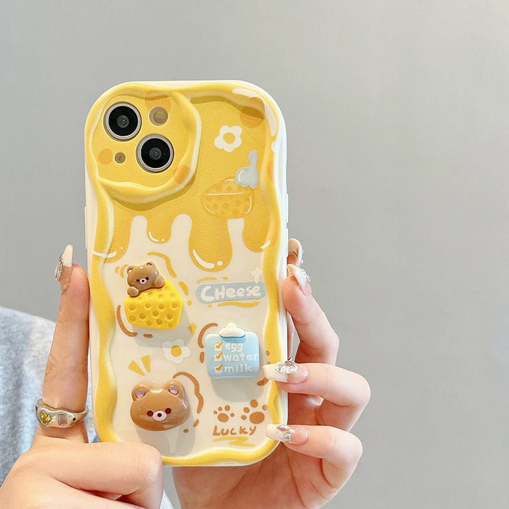 3D Cute Bear Cartoon Phone Case with Bracelet for Samsung Galaxy Series