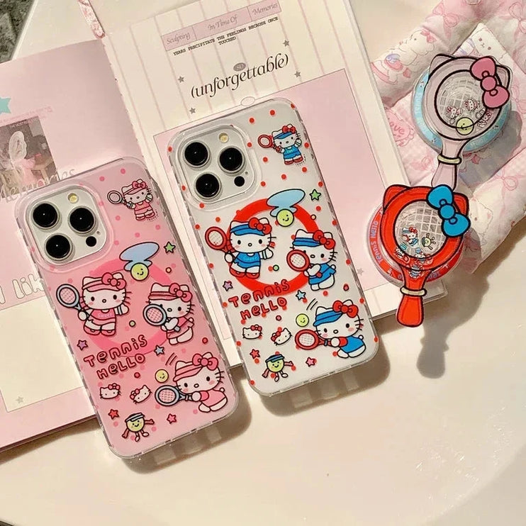 Cute Cartoon Sanrio Hello Kitty Magnetic Grip Holder MagSafe Wireless Charge Phone Case for iPhone