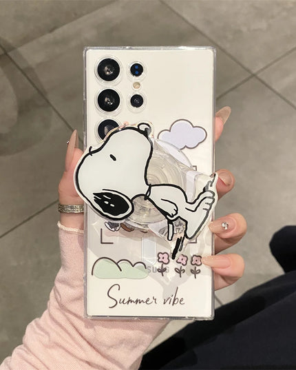 Classic Snoopy Peanut Cartoon Magnetic Holder MagSafe Phone Case Cover for Samsung