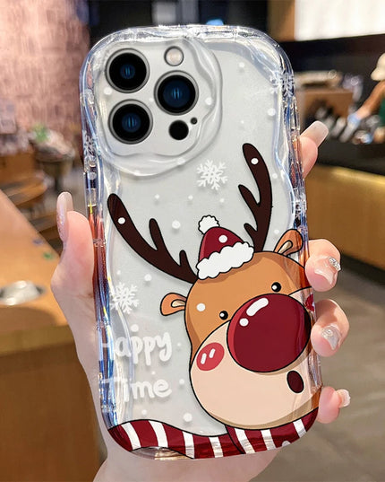 Christmas Holiday Santa & Reindeer Design Phone Case Cover for iPhone