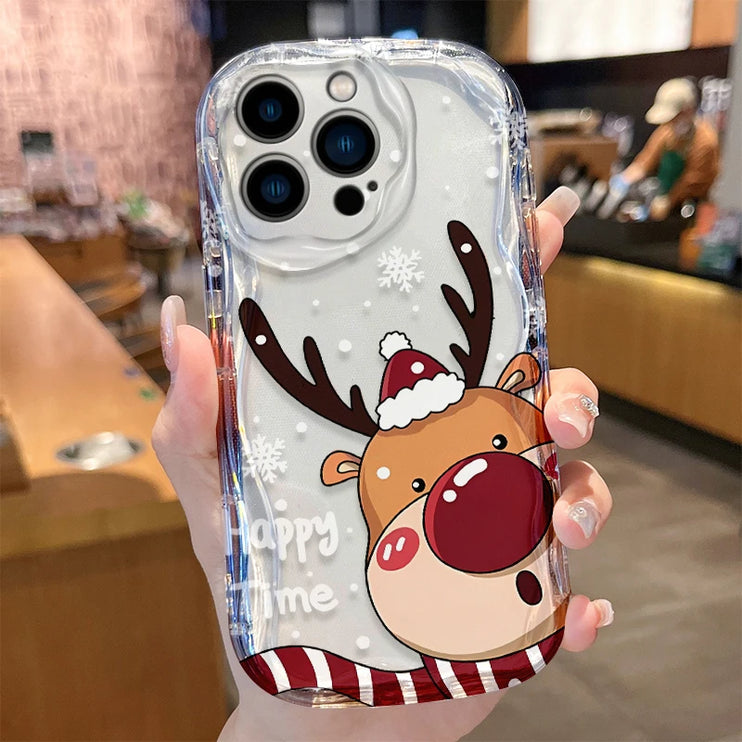 Christmas Holiday Santa & Reindeer Design Phone Case Cover for iPhone