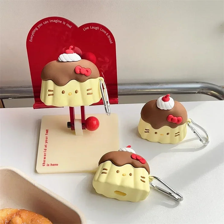 Cute 3D Pudding Hello Kitty Earphone Headphone Case for AirPods