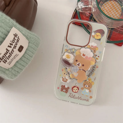 Cute Chef Bear Magnetic Holder MagSafe Wireless Charging Phone Case for iPhone