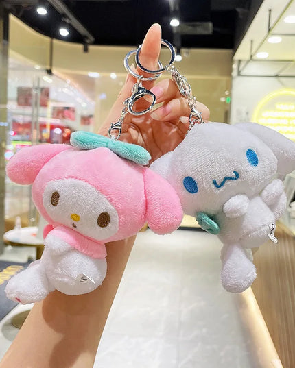 Cute Sanrio Hello Kitty Me Melody Pudding Dog Cinnamoroll Plushie Keychain Phone Bag Charm