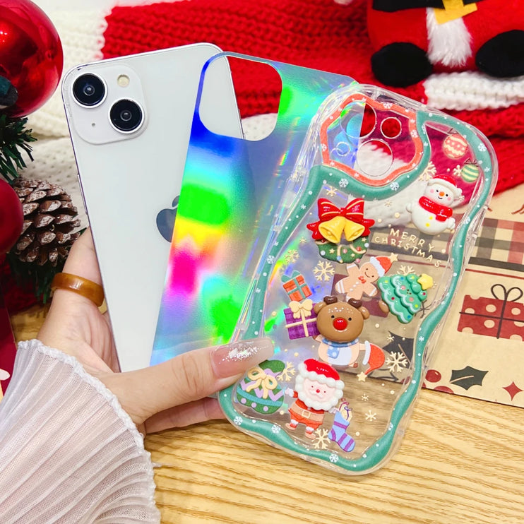 Sparkle Glitter 3D Christmas Holiday Santa Snowman Elk Phone Case Cover iPhone