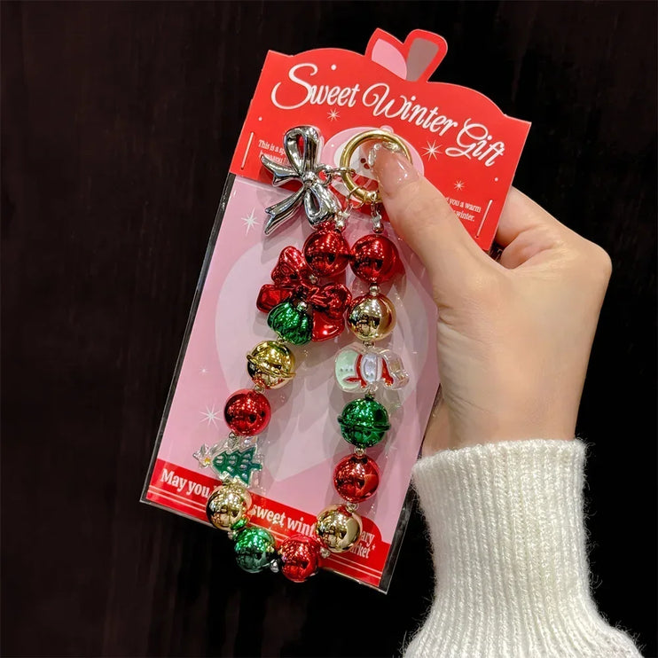 Christmas Holiday Bow Design Phone Case with Keychain Wristlet Strap