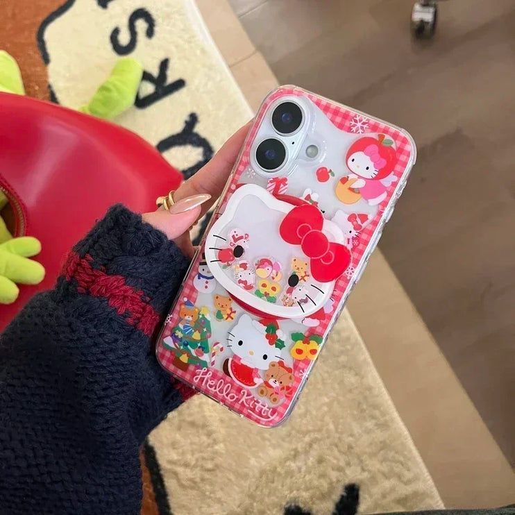 Cute Sanrio Hello Kitty Christmas Holiday Magnetic Holder MagSafe Phone Case Cover for iPhone