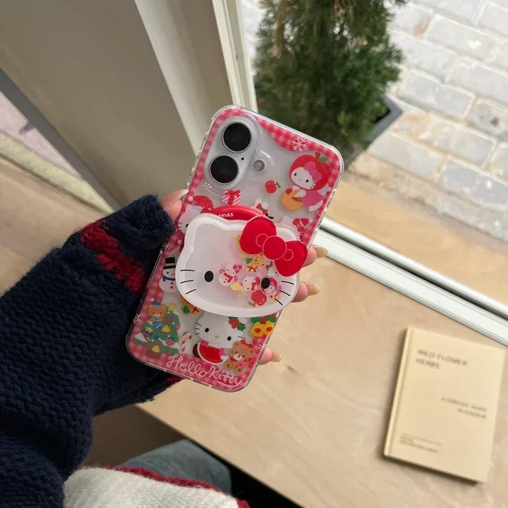 Cute Sanrio Hello Kitty Christmas Holiday Magnetic Holder MagSafe Phone Case Cover for iPhone