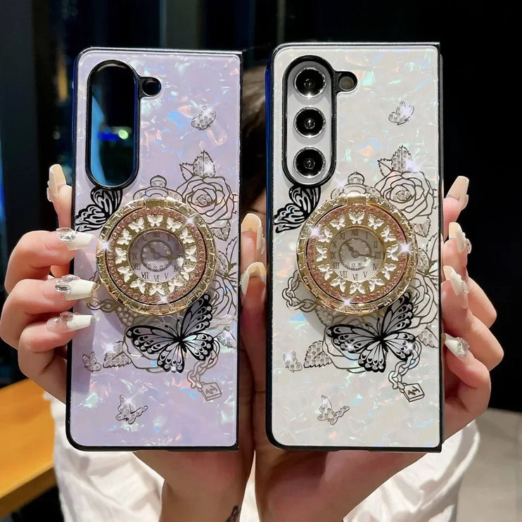 Luxury Butterfly Phone Case with Ring Stand Holder for Samsung Galaxy Z Fold Series