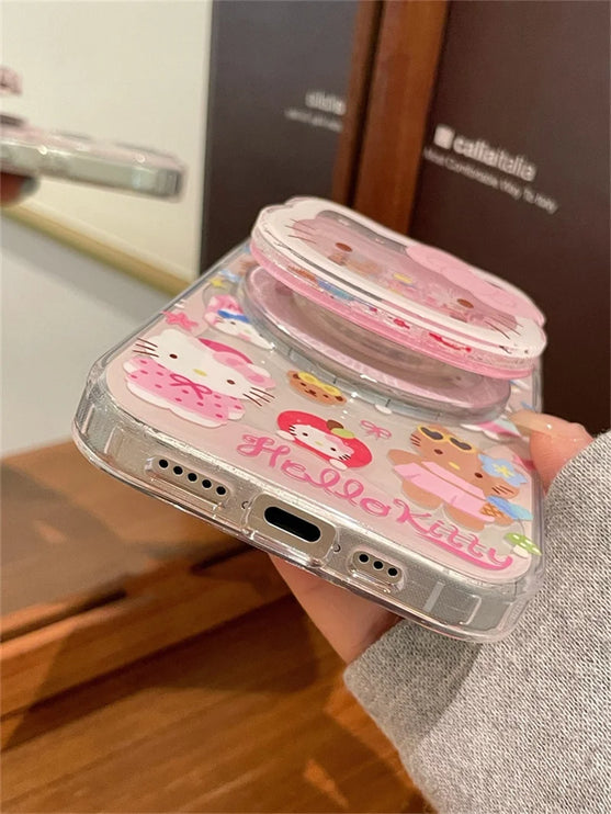 Cute 3D Hello Kitty MagSafe Wireless Charge Stand Phone Case Cover for iPhone