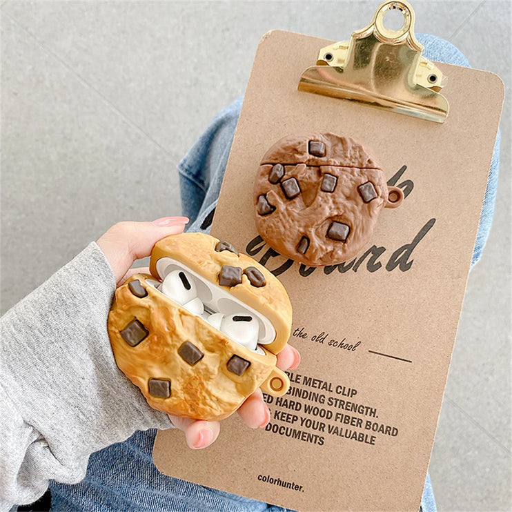 Adorable 3D Cookie Soft Silicone Earphone Headphone Case with Keychain AirPods