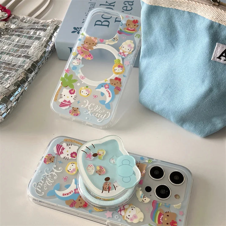 Cute Hello Kitty Mermaid Magsafe Phone Case Cover Holder Kickstand for iPhone